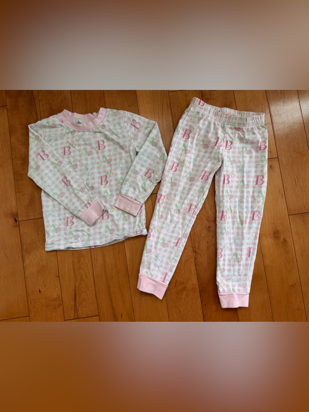 Girls' Pink Gingham ABC Pajamas Cecil and Lou